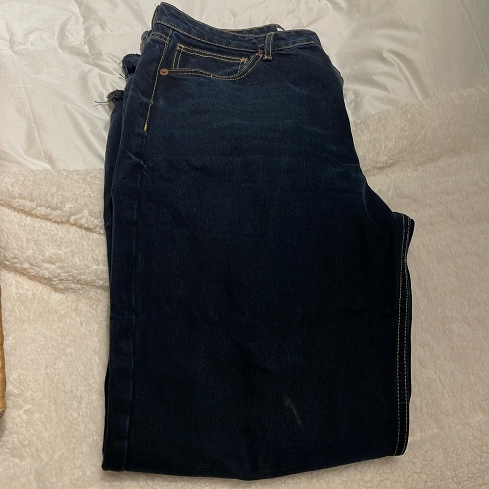 Dark Zara Jeans with Raw Hem SIZE US 14